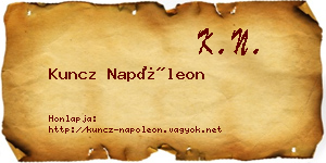Kuncz Napóleon névjegykártya